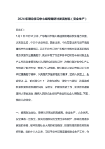 2024年理论学习中心组专题研讨安全生产