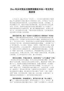 20xx年乡村党总支部贯彻落实中央一号文件汇报发言