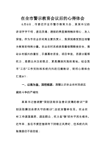 在全市警示教育会议后的心得体会（农业农村系统）