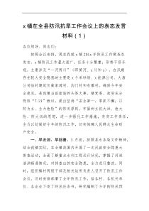 2篇乡镇街道防汛抗旱工作会议表态