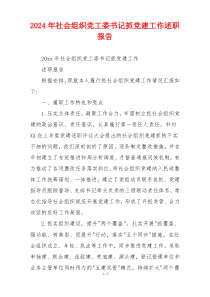 2024年社会组织党工委书记抓党建工作述职报告