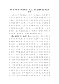 乡科级干部学习贯彻党的二十届三中全会精神培训班交流发言