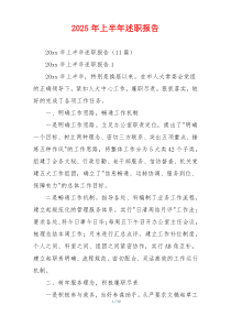 2025年上半年述职报告