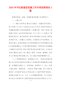 2025年书记抓基层党建工作专项述职报告2篇