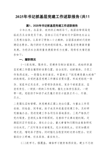 2025年书记抓基层党建工作述职报告（共11篇）