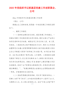 2025年党组织书记抓基层党建工作述职国企、公司
