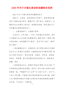 2025年关于乡镇长度述职述廉报告范例