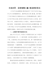 交流发言汲取智慧力量彰显使命担当