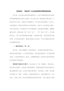 交流发言真抓实干全力推动营商环境取得新突破