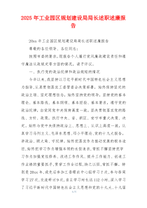 2025年工业园区规划建设局局长述职述廉报告