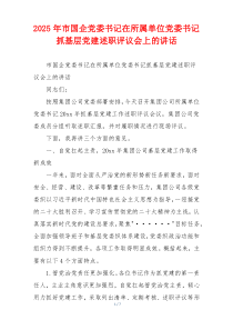 2025年市国企党委书记在所属单位党委书记抓基层党建述职评议会上的讲话