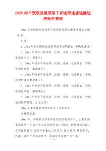 2025年市残联党组领导干部述职述德述廉述法报告整理