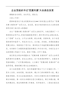 企业党组织书记党建共建大会表态发言