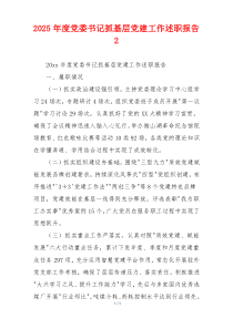 2025年度党委书记抓基层党建工作述职报告 2