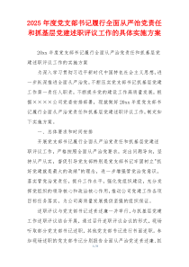 2025年度党支部书记履行全面从严治党责任和抓基层党建述职评议工作的具体实施方案
