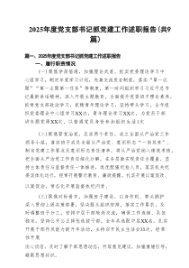 2025年度党支部书记抓党建工作述职报告（共9篇）