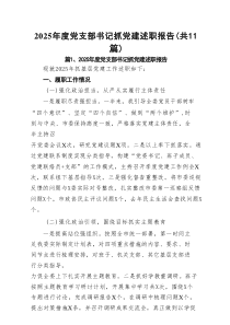 2025年度党支部书记抓党建述职报告11篇(最新精选)