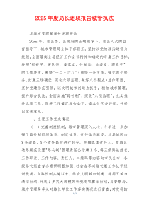 2025年度局长述职报告城管执法
