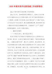 2025年度市局书记抓党建工作述职报告