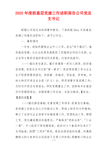 2025年度抓基层党建工作述职报告公司党总支书记