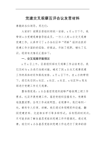 党建交叉观摩互评会议范文情况问题意见建议评价心得总结讲话