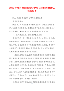 2025年度自然资源局分管局长述职述廉述法述学报告