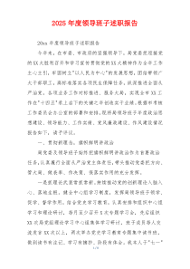 2025年度领导班子述职报告