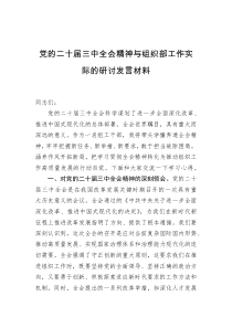 党的二十届三中全会精神与组织部工作实际的研讨