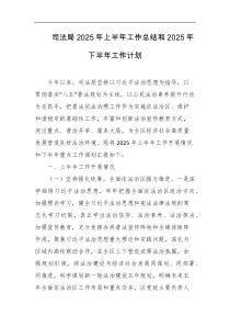 司法局2025年上半年工作总结和2025年下半年工作计划