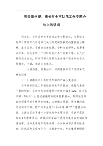 市委副书记市长在全市防汛工作专题会议上的讲话