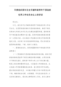 市委组织部长在全市副科级领导干部选拔任用工作动员会议上的讲话