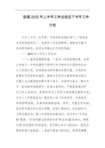 街道2025年上半年工作总结及下半年工作计划