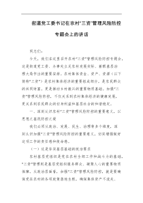 街道党工委书记在农村三资管理风险防控专题会上的讲话