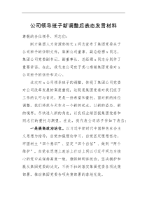 公司领导班子新调整后表态范文集团企业干部职工大会
