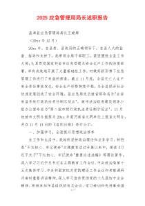 2025应急管理局局长述职报告