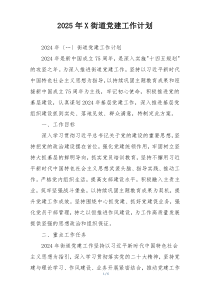 2025年X街道党建工作计划