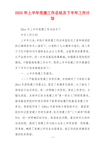 2025年上半年党建工作总结及下半年工作计划