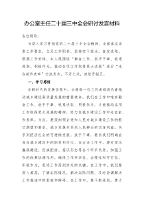 办公室主任二十届三中全会研讨