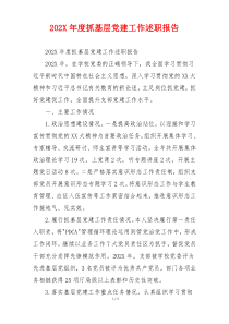 202X年度抓基层党建工作述职报告