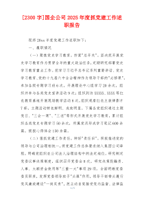 [2300字]国企公司2025年度抓党建工作述职报告