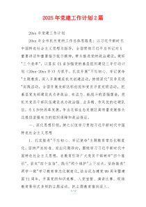 2025年党建工作计划2篇