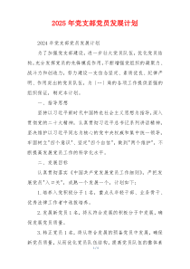2025年党支部党员发展计划