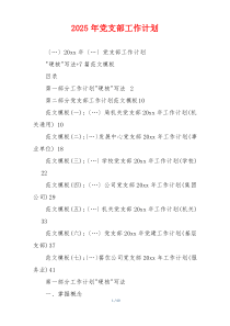 2025年党支部工作计划