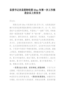 县委书记在县委财经委20xx年第一次工作推进会议上的发言