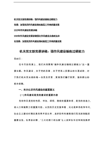 2025年机关党支部作风建设专题党课讲稿：强作风建设锤炼过硬能力；加强党员作风建设推动基层工作高质量