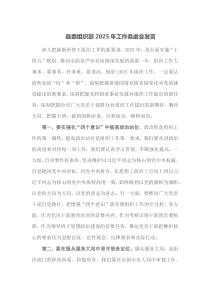 县委组织部2025年工作务虚会发言