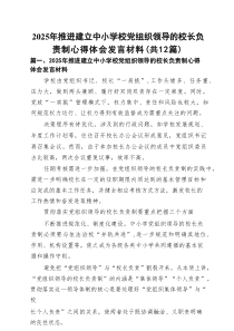 2025年推进建立中小学校党组织领导的校长负责制心得体会发言材料范文（12篇材料）
