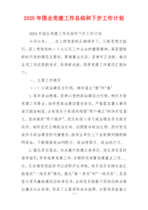 2025年国企党建工作总结和下步工作计划