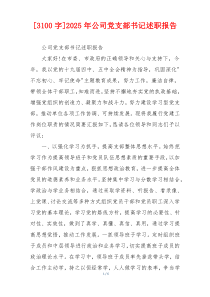 [3100字]2025年公司党支部书记述职报告