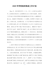 2025年学校组织统战工作计划